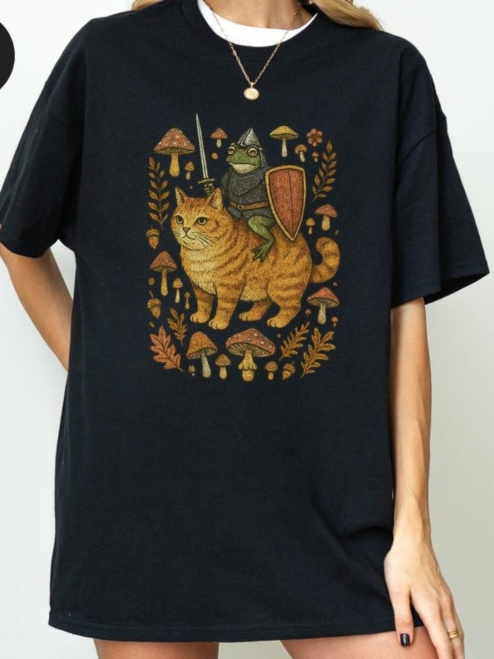 Medieval Frog Riding Cat Shirt, Goblincore Weirdcore Meme Tee